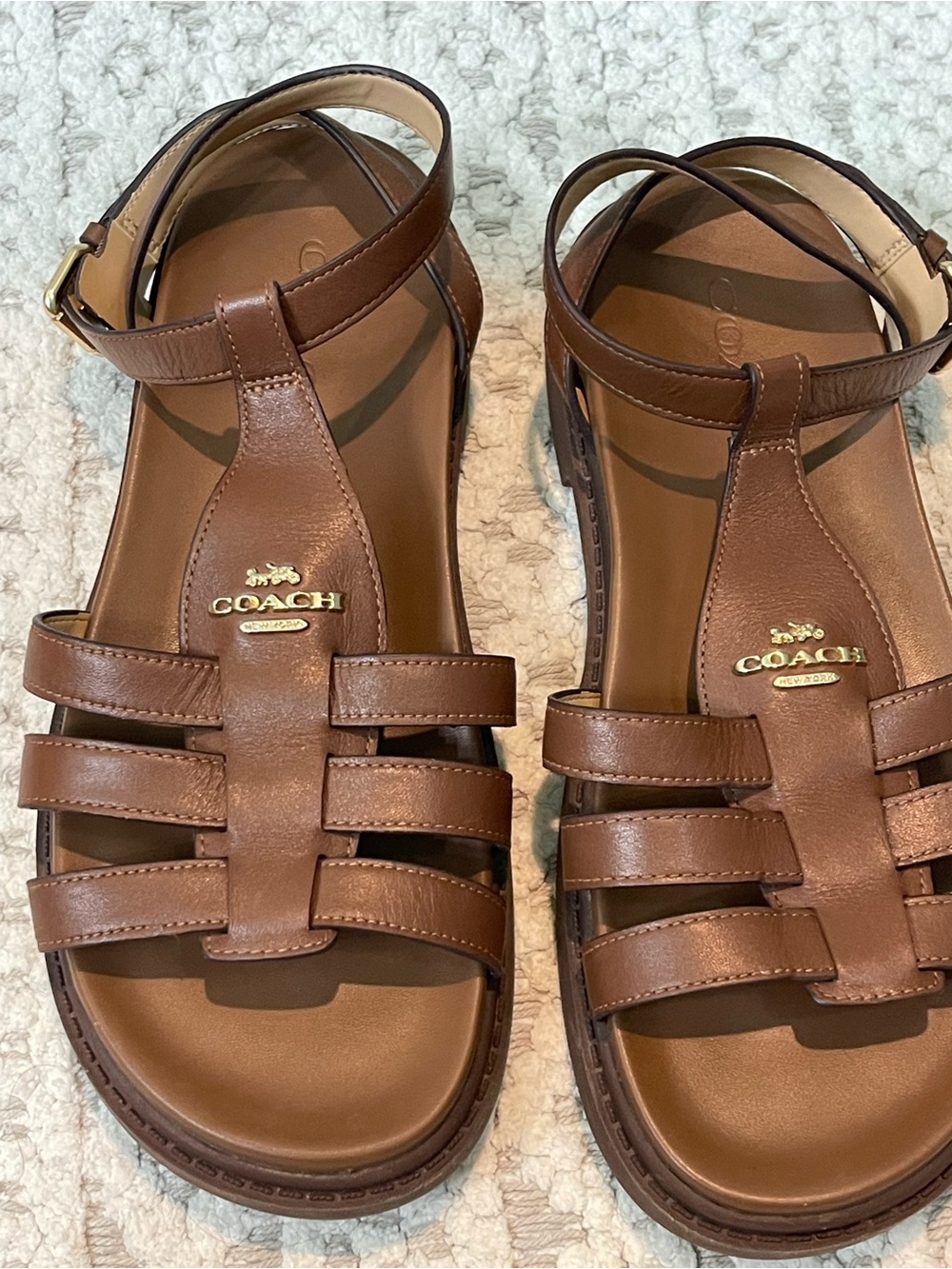 Coach Brown Leather Strappy Sandals